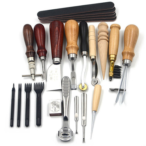 18pcs Craft DIY Handmade Tools Punch Edger Trench Device Belt Puncher Set Leather Hand Tools