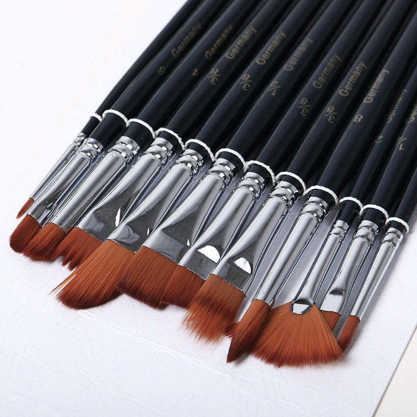 12 pcs/set Different Shape Nylon Hair Paint Brush Art Supplies