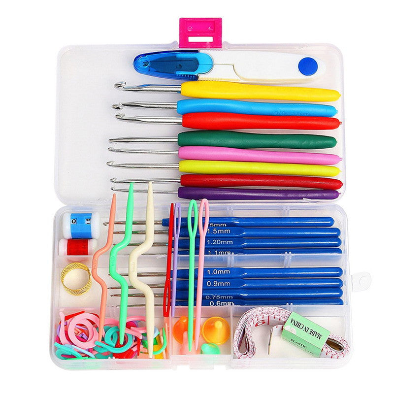 16 Different Sizes Crochet hooks Needles Stitches knitting Craft Case crochet set