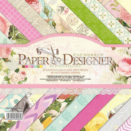 40sheets/lot pretty cute floral pattern creative papercraft art paper  handmade scrapbooking kit set books