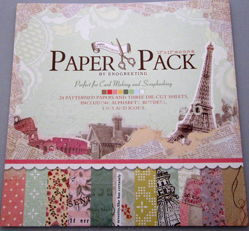 Cute scrapbooking paper with pre-cutted paper stickers set of 24sheets papercraft kit