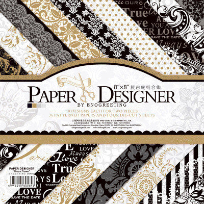 36sheets/lot Vintage Black Gold floral pattern creative papercraft art paper handmade scrapbooking kit set books