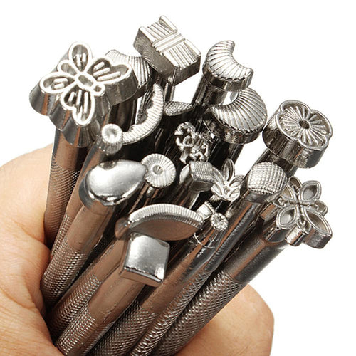 Alloy Leather Tools 20pcs/LOT DIY Leather Working Saddle Making Tools Set Carving Leather Craft Stamps Set Craft